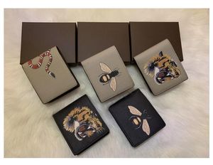 2021 Mode Designer Högkvalitativ Män Animal Kort Plånbok Läder Svart Snake Tiger Bee Plånböcker Kvinnor Långt stil Purse Korthållare med presentförpackning