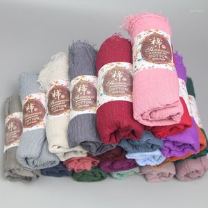 Scarves 10pcs/lot High Quality Plain 40 Colors Crinkled Bubble Scarf Shawl With Fringes Muslim Hijab Head Wrap Veil