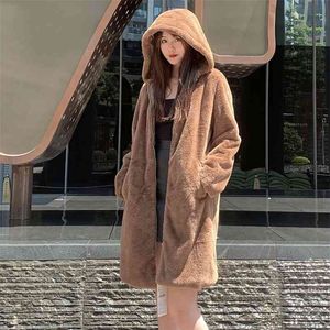 Höst Vinter Kvinnor Trench Coats Långärmad Hooded Zip Fur Windbreaker Ytterkläder Kvinna Fashion Street Kläder 210513