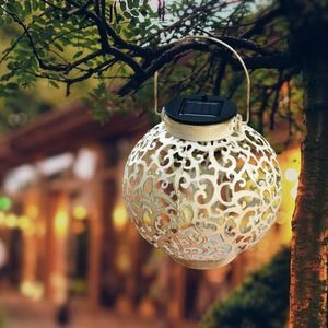 Wholesale garden lighting designs resale online - Lawn Lamps Garden Decor Light LED Cloud Pattern Lantern Shape Hollow Designs Vintage Solar Hanging Glowing Lamp Ornament Statue