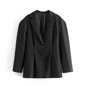 Kvinnor Elegant Blazer Puff Sleeve Single-breasted Slim Check Coat Office Work Suit Jacket Ytterkläder 210520