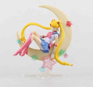 Niedliche Anime Sailor Moon Tsukino Usagi PVC Action Figure Sammlermodell Puppe Kinder Spielzeug Geschenke 15cm Q0621