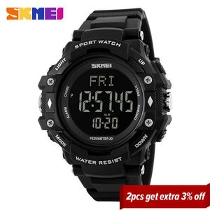 Skmei Men Sport Watch Pedometer Heart Rate Monitor Calories Counter 50m Waterproof Led Display Digital Watch Reloj Hombre 1180 Q0524