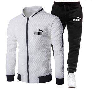 Abbigliamento casual da uomo Tuta da jogging invernale di marca Felpa con cappuccio e pantaloni con cerniera Tuta sportiva da 2 pezzi