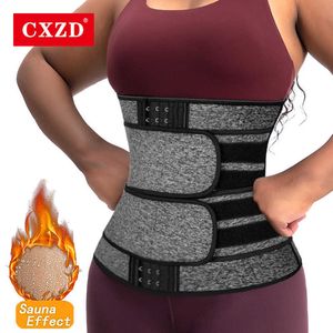 CXZD Waist Trainer Thermo Sweat Three Breasted Belt Corset Women Tummy Shapewear Fat Modeling Strap Body Shaper Girdle