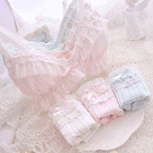 NXY sexy set Girl Teen Underwear Wire Free Ultra Thin Panties and Bra Set Kawaii Lingerie Bra for Teen Lolita Style Brassiere and Panty 1202