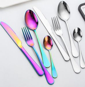 New Stainless steel Gold Flatware Sets Spoon Fork Knife Tea Spoon Dinnerware Set Kitchen Bar Utensil 4 Style Sets