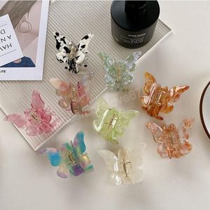 Comprimento 5,4 cm Tamanho médio Dazzle Butterfly Butterfly Braçadeiras de Cabelo Mulheres Acetic Ácido Liga Animal Hairpins Europeu Multi Cor Scrunchies Cabytail Clips Cabeça Cabeça