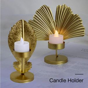 Uchwyt na świecy Liść uchwyt żelaza Candlestick Metal roślina liście Candelabra Desktop Dekoracja domu