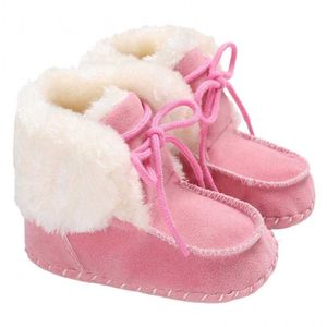 Зимние мальчики для мальчиков девочек лук узла теплые туфли малышей плюшевые нескользящие новорожденные ботинки G1023