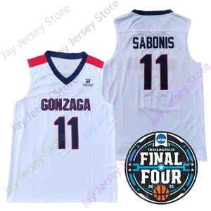 2021 Final Dört Yeni NCAA Koleji Gonzaga Bulldogs Formalar 11 Sabonis Basketbol Forması Boyutu Gençlik Yetişkin Tüm Dikişli Ve Nakış