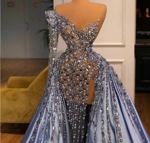 Evening dress women cloth Blue Sweetheart Pearls Ball gown kim kardashian