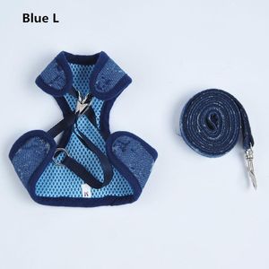 JH Denim Blue Necklace Collar Dog Collar Sätter Outdoor Durable Chai Keji Dog Leashes High Quality Pet Supplies 2pcs Sets