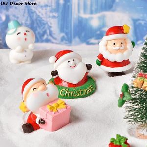 Objetos decorativos figuras 1 pc mini resina santa claus boneco de neve figurine bonsai ornamento micro paisagem decorações de natal natal home d