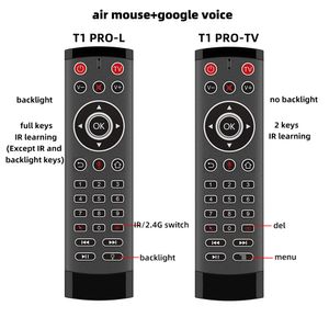 새로운 T1 Pro Voice Remote Control 2.4GHz 무선 에어 마우스 T1Pro 자이로 안드로이드 TV 상자 용