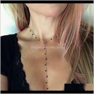 Pendant Elegant Tassel Necklaces Long Women Charm Black Beads Necklace Chain Bijoux Femme Collares 8897 Lxmkh Ise4K