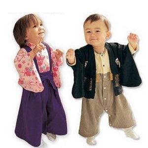Kimono Romper kostymer för Baby Boy's Cardigan Coats Rompers Set Japan Kostymer Barn Jumpsuits Outfits 210413