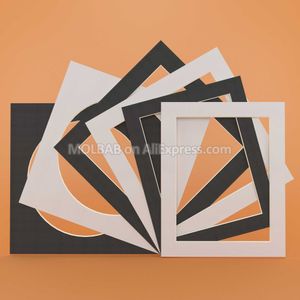 Vit / svart Po Mats Rektangel Square Circle Ovala 10Inch Paperboard Mounts Texturerad yta för bildramar Dekor 12st / Lot 210611
