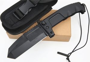 Promotion Strong Survival Tactical folding knife 440C Titanium Coated Tanto Point 6061-T6 Handle With Nylon Sheath and Retail Box Package