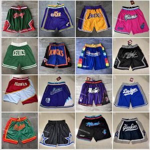 Heren All Team Basketball Short Just Don Fan s Sport Stitched Shorts Football Hip Pop Elastische Taille Broek met Pocket Rits Sweatpants in Maat S formaat XL