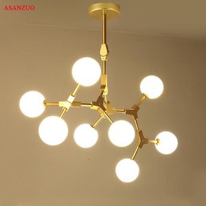 Magic Bean Pendant Lights Golden Iron Lamps Living Room American Art Restaurant Bar Bedroom Hang Lighting AC85-265