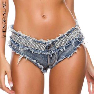 Sexy Low Waist Short Jeans Women's Summer Drilling Nightclub Distressed Denim Shorts Female Tide 5C552 210427