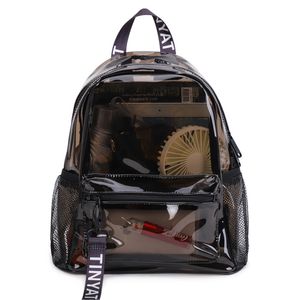 Mode Clear PVC Kvinnor Ryggsäck Ny trend Transparent Solid Travel School Bag för Girls Mini Beach Mochila