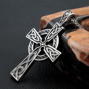 Catene Vintage Celtics Nodo Croce Collana con ciondolo per uomo Acciaio inossidabile Nordic Viking Antico gioielli talismano regalo