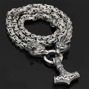 Norse Wolf Mens oidn Anchor Necklace Viking Antique StainlSteel Pendant Rune Accessories Nordic Amulet Jewelry dropshipping X0707