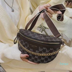 Women Chain Waist Bag PU Leather Fanny Pack Belt for Luxury Shoulder Crossbody Chest Purses and Handbag