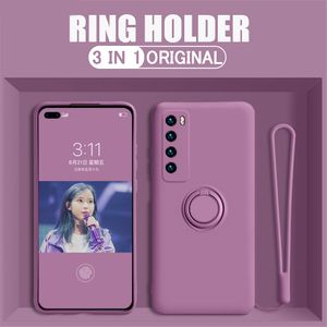 Silicone Magnetic Holder Telefon Väskor för Huawei P40 Lite P30 P20 Pro Mate 40 30 20 Pro Honor 30 20 8 7 Soft Back Cover