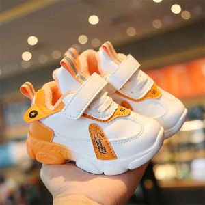 Moda Bebek Ayakkabıları Yürüyor Kızlar Ayakkabı Bahar Sonbahar Çocuklar Sneakers Erkek Kız Deri Flats Çocuk Spor Ayakkabı Yumuşak Işık 210329