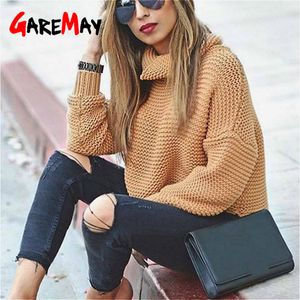 Coarse Pullover Women's Jumper Turtleneck Red Sweater Warm Christmas thick Winter Cable Knitted Oversized 210428