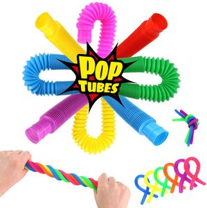 감각 장난감 FIDGET TUBE FUL PULL PULL PULL POP TUBES 어린이를위한 PO OP 튜브 스트레치 벤드 연결 촉각 및 청각 50cm 13cm DEC658