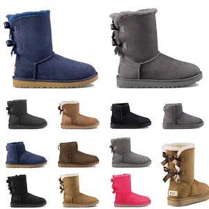 Wholesale short winter boot for sale - Group buy 2021 fashion designer snow australia boots grey navy blue women winter shoe ankle short fur boot bow lady booties trainers comfortable