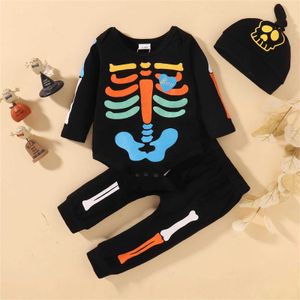 New Halloween Baby Clothing Baby Boys Girls Cartoon Bat Clothes Baby Cotton Romper Tops Pants Hat Outfits Set Girl Boys Clothing G1023