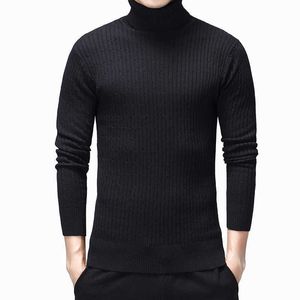 Inverno espesso quente 100% algodão camisola homens turtleneck mens suéter magro fit pullover homens clássico knitwear puxar homme casual casaco 210601