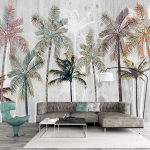 Wholesale custom painted for sale - Group buy Custom Mural Wallpaper D Tropical Plant Hand Painted Coconut Tree Landscape Painting Living Room Dining Room Papel De Parede D