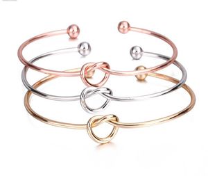 Slips Knot Armband Bangles Fashion Enkel Manschett Öppna Armband Silver Guld Rose Guldfärger Justerbar Storlek för Kvinnor