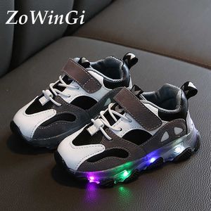 Boyutu 21-30 Parlayan Sneakers Çocuklar LED Ayakkabı Çocuk Erkek Tenis Infantil Menina Çocuklar LED Ayakkabı Çocuk Işık Sneakers 211022