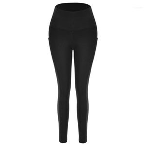 Yoga roupas calças para mulheres com bolsos altos leggings de cintura treino preto cinza