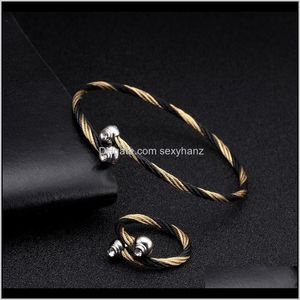 Drop Delivery 2021 Unique Braided Women Stainless Steel Open Cuff Brand Sporty Chain Link Charm Crystal Bracelets Female Ladies Jewelry Vyjot