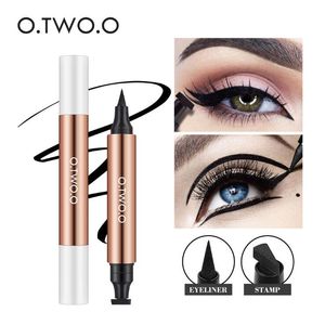 O.TWO.O Black Liquid Eyeliner Stamp Pen Waterproof Fast Dry Double-ended Eye Liner Pencil Make-up for Women Cosmetics 120pcs lot DHL