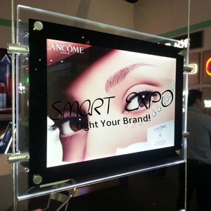 Poster Advertising Display A2 Double Sided Hang LightBox for Store Info Show with Electric Conductive Steel Hanging Wires Firm Wooden Case Packing