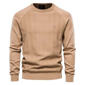 Aiopeson Bawełna Drop Sweter Sweter Mężczyźni Casual Solid Color Basic Pulowers Swetry Dzianiny Sweter męski Mężczyzna Sweter 211008