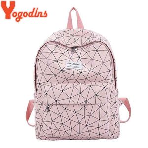 YoGodlns geométricos holográficos mochila viajam mulheres mochilas pvc laser bolsa de ombro estudante mochila escola casual 210922
