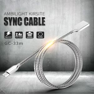 1 M Paslanmaz Çelik Metal Şarj Kabloları Güçlü Esnek Sync Veri Micro USB Kablosu Tipi-C Android Cep Telefonları için Hızlı Şarj