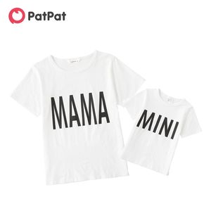 Arrival Summer Letter Print White Cotton T-shirts for Mom and Me 210528