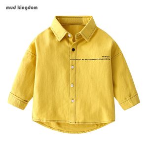 Mudkingdom Boy Collar Koszulka Solidna bawełna Topy Z Długim Rękawem Kid Odzieżowe Koszule Dla Toddler Boys 210615