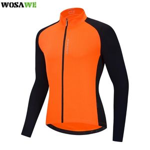 Rennjacken WOSAWE Herren-Radtrikot mit langen Ärmeln Orange Pro Team Fahrradbekleidung Schnelltrocknendes Bike-Shirt-Oberteil